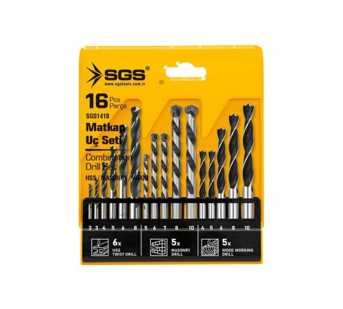 Sgs 1418 Ahşap Metal Beton Matkap Ucu Seti 16 Parça