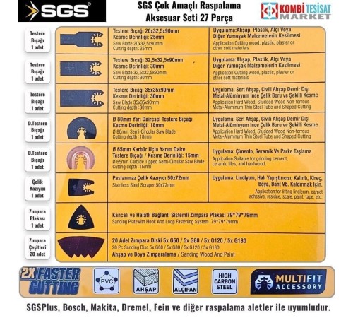 SGS 1880 Raspalama Seti 27 Parça SGS 1880 Raspalama Seti 27 Parça
