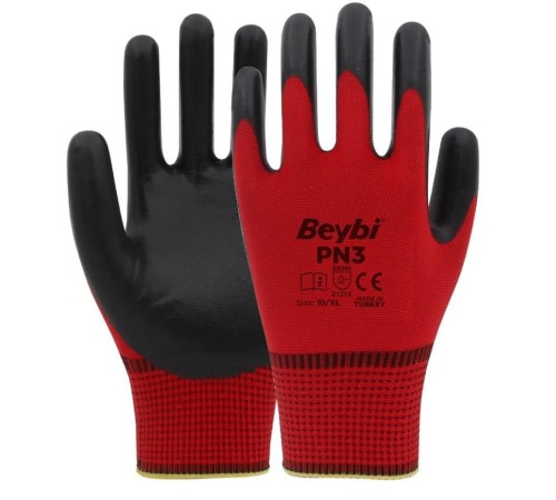 Beybi PN3 Nitril Kırmızı İş Eldiveni No:10 Beybi PN3 Nitril Kırmızı İş Eldiveni No:10