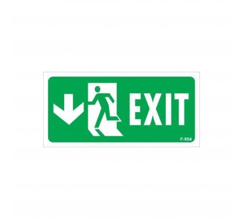 Exit Aşağı Sol Ok İşaretli Uyarı Levhası 17,5x25 KOD:954