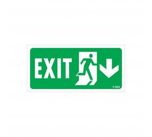 Exit Aşağı Sağ Ok İşaretli Uyarı Levhası 17,5x25 KOD:953