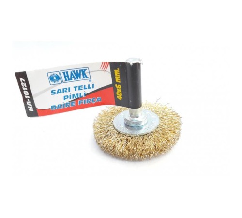Hawk HA10127 Pimli Sarı Tel Daire Fırça 40x6 mm Hawk HA10127 Pimli Sarı Tel Daire Fırça 40x6 mm