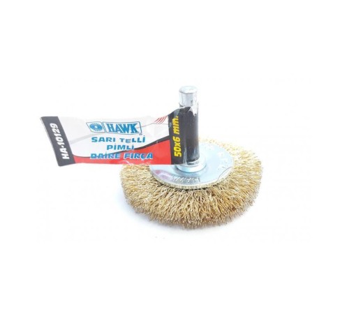Hawk HA10129 Pimli Sarı Tel Daire Fırça 50x6 mm Hawk HA10129 Pimli Sarı Tel Daire Fırça 50x6 mm