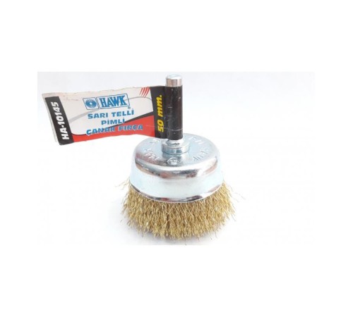 Hawk HA10145 Pimli Sarı Tel Çanak Fırça 50 mm Hawk HA10145 Pimli Sarı Tel Çanak Fırça 50 mm