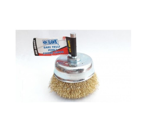 Hawk HA10147 Pimli Sarı Tel Çanak Fırça 65 mm Hawk HA10147 Pimli Sarı Tel Çanak Fırça 65 mm