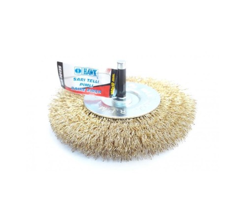 Hawk HA10135 Pimli Sarı Tel Daire Fırça 100x10 mm Hawk HA10135 Pimli Sarı Tel Daire Fırça 100x10 mm