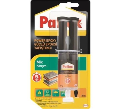 Pattex Power Epoxy Güçlü Yapıştırıcı Şeffaf 27 gr Pattex Power Epoxy Güçlü Yapıştırıcı Şeffaf 27 gr