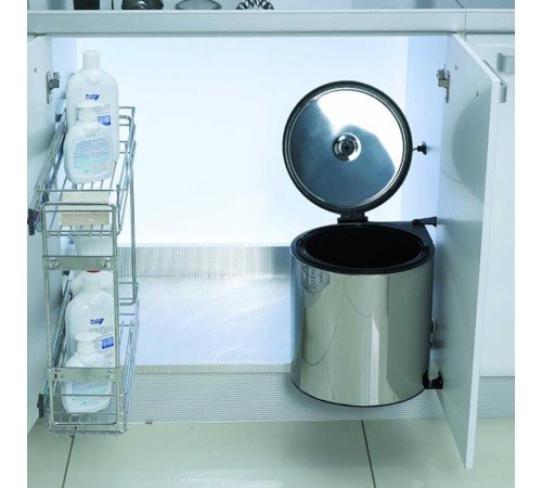 Starax Mutfak Tezgah Altı Krom Çöp Kovası