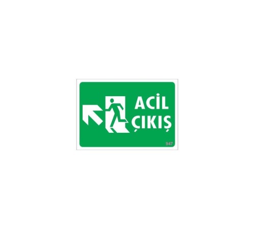 Acil Çıkış Uyarı Levhasi 25x35 KOD: 947 Acil Çıkış Uyarı Levhasi 25x35 KOD: 947