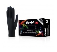 Beybi Nitril Pudrasız Muayene Eldiveni Siyah Large