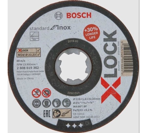 Bosch Xlock İnox Kesici 115X1X22,23 mm Bosch Xlock İnox Kesici 115X1X22,23 mm