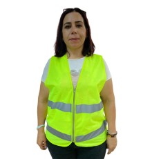 Fermuarlı Sarı İkaz Yeleği XL Beden 59 cm