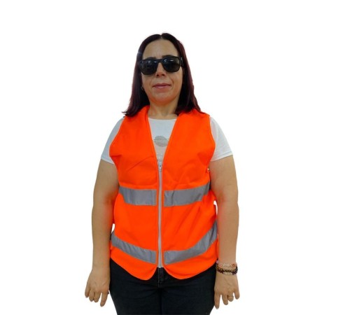 Fermuarlı Turuncu İkaz Yeleği XL Beden 59 cm Fermuarlı Turuncu İkaz Yeleği XL Beden 59 cm