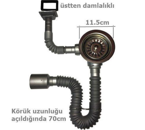 Çöpmak Kapalı Taşmalı Körüklü Evye Sifonu 50 mm Çöpmak Kapalı Taşmalı Körüklü Evye Sifonu 50 mm