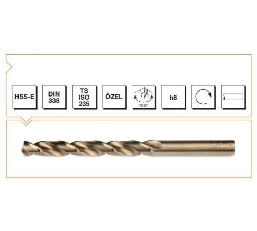 Makina Takım HSS-E Altın Seri İnox Delme Matkap Ucu 3 mm Makina Takım HSS-E Altın Seri İnox Delme Matkap Ucu 3 mm
