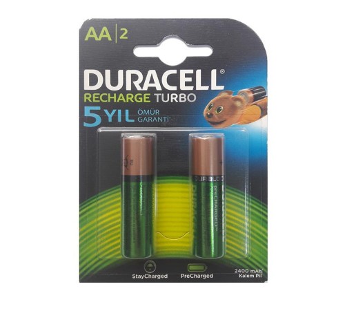 Duracell Şarj Edilebilir Kalem Pil 2'Lİ AA 2500 mAh Duracell Şarj Edilebilir Kalem Pil 2'Lİ AA 2500 mAh