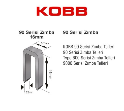 Kobb KBZ9016 16 mm 2500 Adet U Zımba Teli Kobb KBZ9016 16 mm 2500 Adet U Zımba Teli