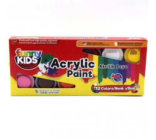 Funny Kids Akrilik Boya Seti 12 Renk 15 ml