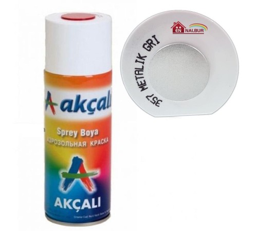 Akçalı Sprey Boya 400 ml 357 Metalik Gri Akçalı Sprey Boya 400 ml 357 Metalik Gri