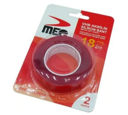 Meg Vhb Akrilik Silikon Bant Çift Taraflı Şeffaf 18 mm x 2 Metre