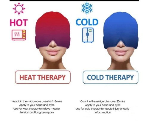 Migren Soğuk-Sıcak Kompres Maske | Baş Ağrısı ve Stres Gidermeye yardımcı Jel Maske