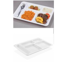 10 Adet  5 Bölmeli Kırılmaz Tabldot Tabak Self Servis Yemekhane Okul Lokanta Tabildot (40 cm x28 cm)