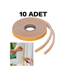 10 Adet Pencere Isı Yalıtım Süngeri Yapışkanlı Pencere Rüzgar Bandı (10 Adet x 5Metre)