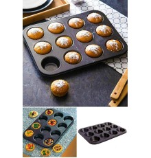 12 Bölmeli Metal Yapışmaz Muffin Kek Kalıbı