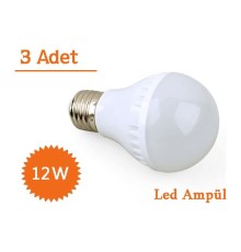12W Enerji Tasarruflu Led Ampul ( 3 Adet )