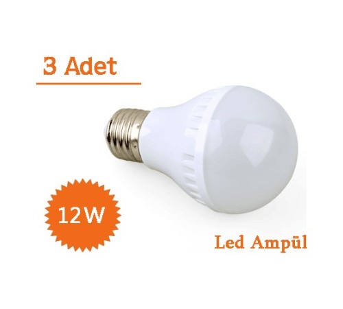 12W Enerji Tasarruflu Led Ampul ( 3 Adet )