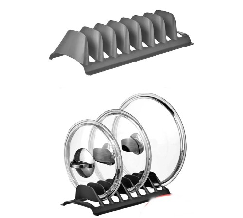 2 Adet 8 Bölmeli Tencere Kapak Rafı - Simple Tabaklık - Kapak Organizeri 2 Adet 8 Bölmeli Tencere Kapak Rafı - Simple Tabaklık - Kapak Organizeri