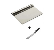 2li Set Hamur Şekillendirici Eğik Pasta Spatulası +Metal Hamur Kesici Kazıyıcı Spatula