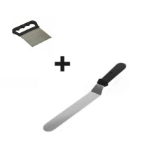 2li Set Hamur Şekillendirici Eğik Pasta Spatulası ve Metal Hamur Kesici Kazıyıcı Spatula