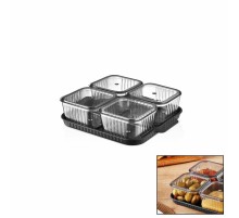 4 Bölmeli Akrilik Pratik Sızdırmaz Kapaklı Tepsili Kahvaltılık Seti