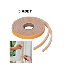 5 Adet Pencere Isı Yalıtım Süngeri Yapışkanlı Pencere Rüzgar Bandı (5 Adet x 5Metre)