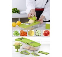 5 Başlıklı Hazneli Kaymaz Rende Jülyen Kesici Patates  Havuç Rendesi