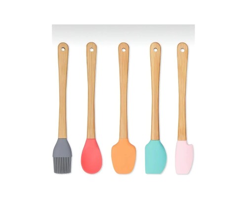 5'li Renkli Ahşap Saplı Silikon Uçlu Spatula Fırçalı Kaşık Seti -Yemek Hazırlık Seti 21 Cm 5'li Renkli Ahşap Saplı Silikon Uçlu Spatula Fırçalı Kaşık Seti -Yemek Hazırlık Seti 21 Cm