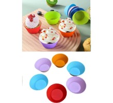 6 Adet Yıkanabilir Mini Tırtıklı Muffin Kalıbı- Ribanalı Kek-Cupcake- Renkli Hamur Işi Kabı