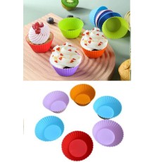 6 Adet Yıkanabilir Mini Tırtıklı Muffin Kalıbı- Ribanalı Kek-Cupcake- Renkli Hamur Işi Kabı