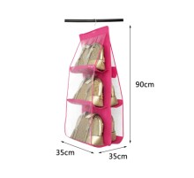 6 Gözlü Pratik Dolap İçi Çanta Askılığı/Organizer (Pembe)