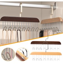8 Kancalı Askı Çok Fonksiyonlu Ahşap Kemer Kravat Eşarp Dolap Askısı