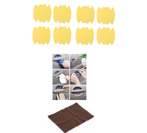 9lu Set Araba Kapı Kolu Koruyucu Çizilme Önleyici Şeffaf Sticker Film Koruma Seti