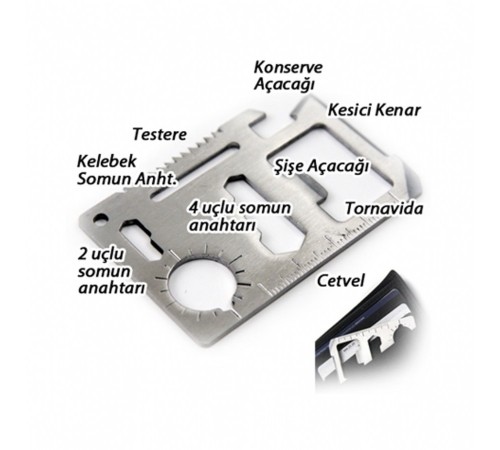Acil Durum Kartı Survival Kit 11in1 Acil Durum Kartı Survival Kit 11in1