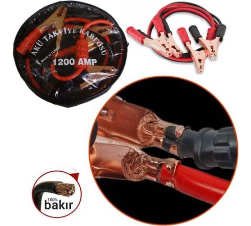 Akü Takviye Kablosu 1200 Amper (Taşıma Çantalı) Akü Takviye Kablosu 1200 Amper (Taşıma Çantalı)