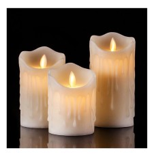 Alevli Led Mum Hareketli Alev Görünümlü Dekoratif Mum - 3lü Set