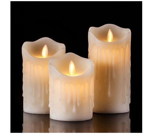 Alevli Led Mum Hareketli Alev Görünümlü Dekoratif Mum - 3lü Set Alevli Led Mum Hareketli Alev Görünümlü Dekoratif Mum - 3lü Set
