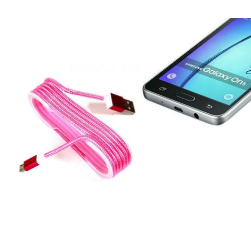 Android Örgü Şeklinde Renkli Çelik Şarj Data Kablosu - Pembe Android Örgü Şeklinde Renkli Çelik Şarj Data Kablosu - Pembe
