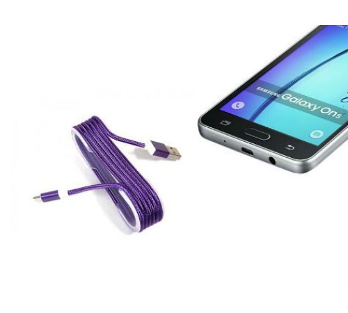 Android Örgü Şeklinde Renkli Çelik Şarj Data Kablosu - Mor Android Örgü Şeklinde Renkli Çelik Şarj Data Kablosu - Mor