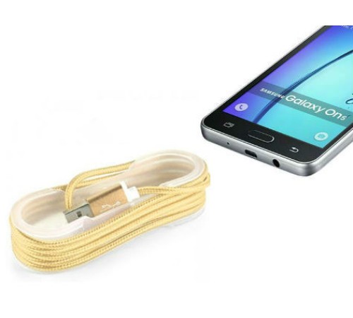 Android Örgü Şeklinde Renkli Çelik Şarj Data Kablosu - Gold Android Örgü Şeklinde Renkli Çelik Şarj Data Kablosu - Gold