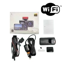 Araç Kamerası - 3 Kameralı Wifi Ön , İç ve Arka Full HD DVR Araç İçi Ekranlı Kamera